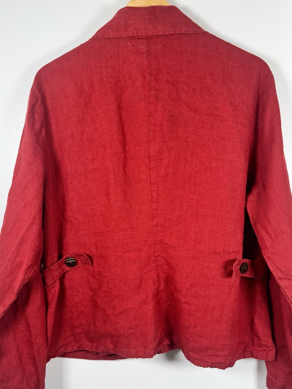 FLAX red 100% linen button Up shirt jacket Womens Medium Minimalist Cottagecore - Picture 6 of 6